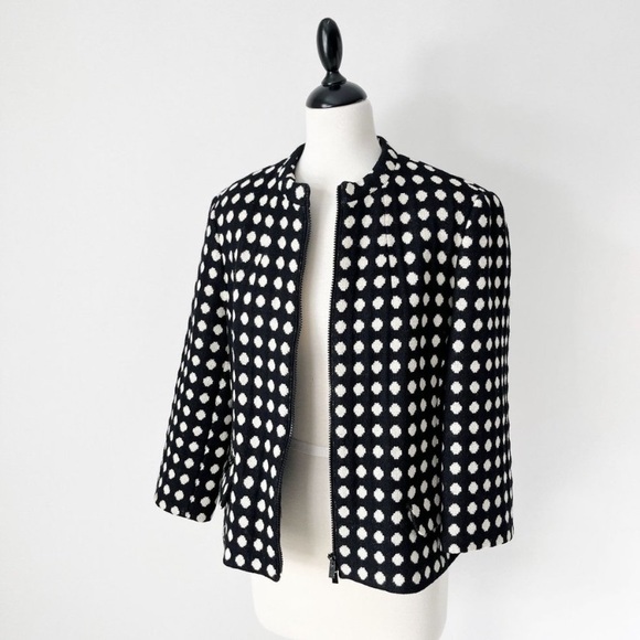 Jones New York Jackets & Blazers - Final Sale Jones New York | black white wool tweed polka dot jacket | size 8